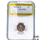 1922 No D Wheat Cent PGA XF40