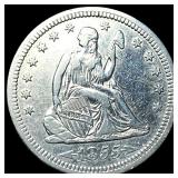 1855 Arrows Seated Liberty Quarter LIGHTLY  CIRCU