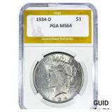 1934-D Silver Peace Dollar PGA MS64