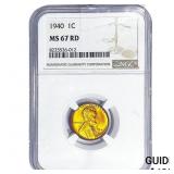 1940 Wheat Cent NGC MS67 RD
