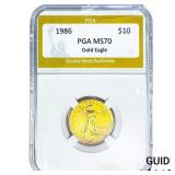 1986 Gold $10 American Eagle 1/4oz PGA MS70