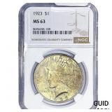 1923 Silver Peace Dollar NGC MS63