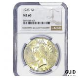 1923 Silver Peace Dollar NGC MS63