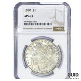 1890 Morgan Silver Dollar NGC MS63