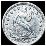 1854 Arrows Silver Seated Liberty Dime GEM BU