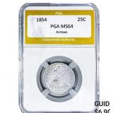 1854 Seated Liberty Quarter PGA MS64 Arrows