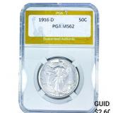 1916-D Walking Liberty Half Dollar PGA MS62