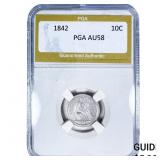 1842 Seated Liberty Dime PGA AU58
