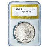 1881-S Morgan Silver Dollar PGA MS65