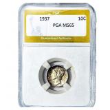 1937 Mercury Silver Dime PGA MS65
