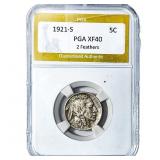 1921-S Buffalo Nickel PGA XF40 2 Feathers