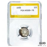 1936 Mercury Silver Dime PGA MS68+ FB