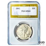1941 Walking Liberty Half Dollar PGA MS64