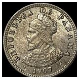 1907 Panama Copper Nickel 1/2 Centesimo