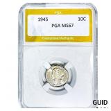1945 Mercury Silver Dime PGA MS67