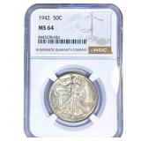 1942 Walking Liberty Half Dollar NGC MS64