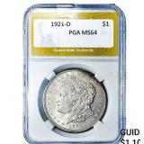 1921-D Morgan Silver Dollar PGA MS64
