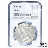 1926 Silver Peace Dollar NGC MS64