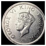 1947 British India Silver Rupee
