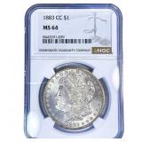 1883-CC Morgan Silver Dollar NGC MS64