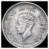 1943 British-India Silver 1/4 Rupee