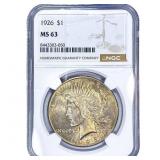 1926 Silver Peace Dollar NGC MS63