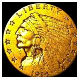 1914 Indian Head $2.5 Gold Quarter Eagle  CLOSELY