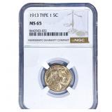 1913 Buffalo Nickel NGC MS65 Type 1