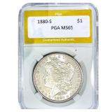 1880-S Morgan Silver Dollar PGA MS65