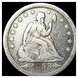 1853 Arrows Seated Liberty Quarter LIGHTLY CIRCULA