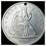 1861 Seated Liberty Half Dollar (holed) HIGH GRADE