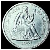 1861 Silver Seated Liberty Dime CHOICE BU