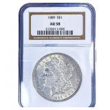 1889 Morgan Silver Dollar NGC AU58