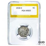 1918-S Buffalo Nickel PGA MS63