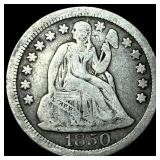 1850 Silver Seated Liberty Dime LIGHTLY CIRCULATED