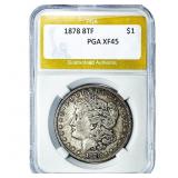 1878 8TF Morgan Silver Dollar PGA XF45