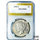 1935-S Silver Peace Dollar PGA MS64
