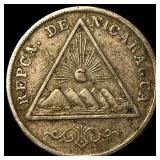1899 Nicaragua Copper Nickel 5 Centavos