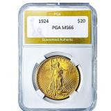 1924 $20 Gold Double Eagle PGA MS66