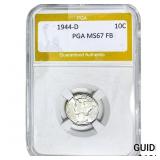 1944-D Mercury Silver Dime PGA MS67 FB