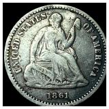 1861 Silver Half Dime LIGHTLY CIRCULATED