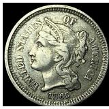 1865 Nickel Three-Cent Piece NEARLY UNCIRCULATED