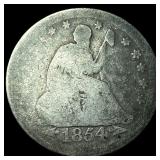 1854 Arrows Seated Liberty Silver Quarter NICELY C