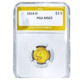 1914-D $2.50 Gold Quarter Eagle PGA MS63
