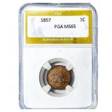 1857 Flying Eagle Cent PGA MS65