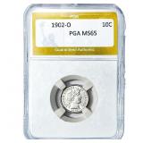 1902-O Barber Dime PGA MS65