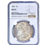 1891 Morgan Silver Dollar NGC MS63