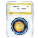 1884-CC Morgan Silver Dollar PGA MS66+