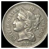 1874 Nickel Three-Cent Piece NEARLY UNCIRCULATED
