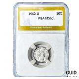 1902-O Barber Dime PGA MS65